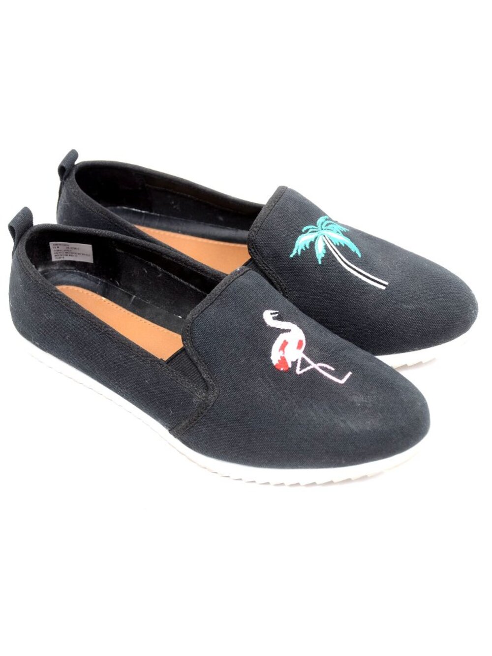 Comfortview Women's 10 Flamingo Tropical Palms Flat Slip-On Shoes Vacay Resort